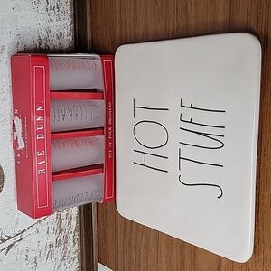 Rae Dunn Shooter Celebrate🍾 Shot Glass set & Hot Stuff 🔥 Hot Plate